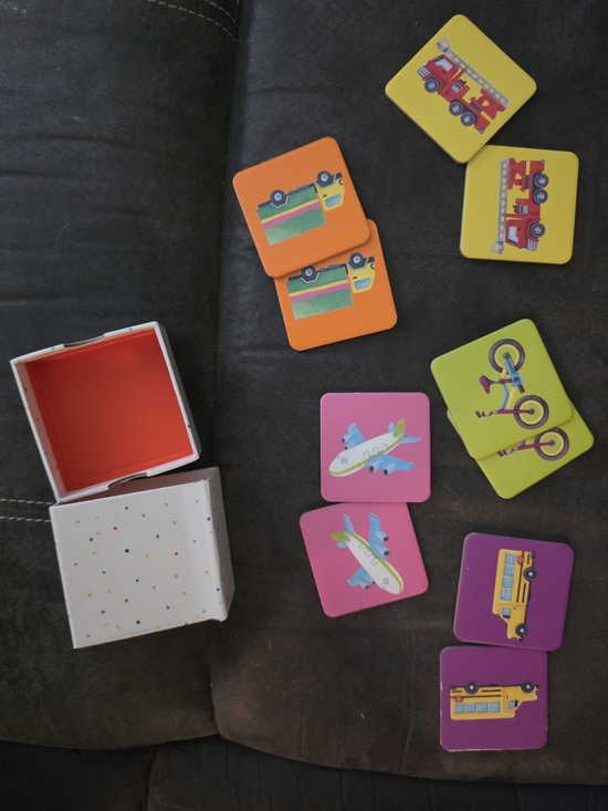 LOVEVERY Other - Kids Matching Memory Game Cards - Multicolor Transport Vehicles (Missing 1 Pair)